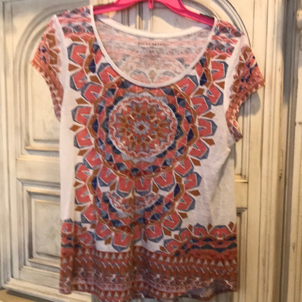 Lucky Brand top with bright Mandela print